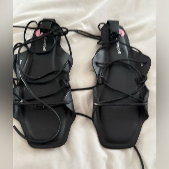 Jeffrey Campbell Dune Drive Leather Wrap Gladiator Sandals BLACK - Picture 2 of 5